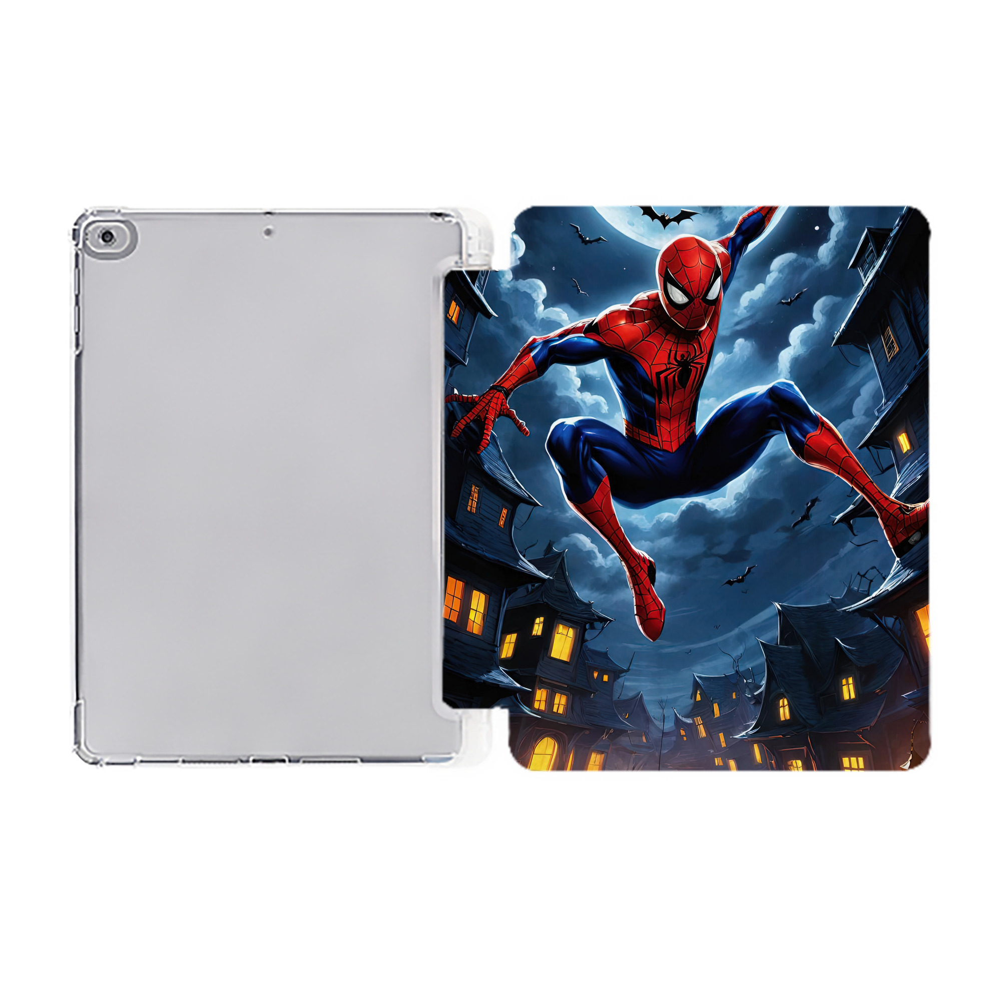 （画像用） Spider Man スパイダーマン IPad ケース ペン収納付き 三つ折りスタンド PUレザー×シリコン 対応機種9.5/10.5/10.9インチ